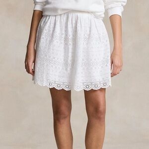 NWT POLO RALPH LAUREN Women’s Eyelet Cotton Mini Skirt White 8